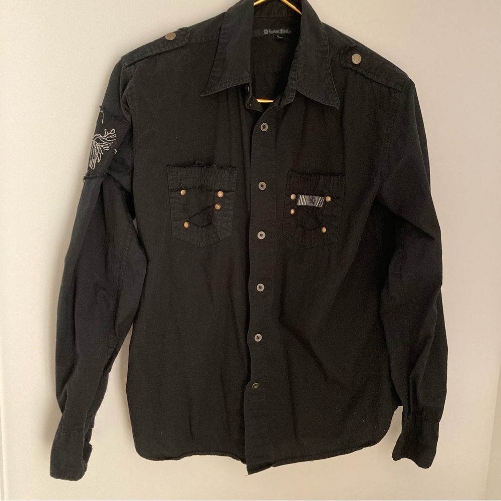 Carbon Black Button Down Long Sleeve Shirt sz Small